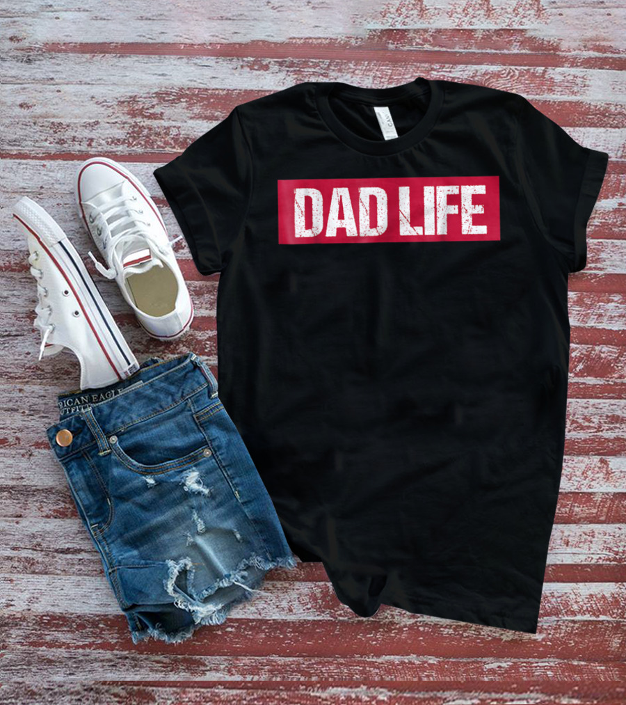 Mens Dad Life Red Block Text T-Shirt