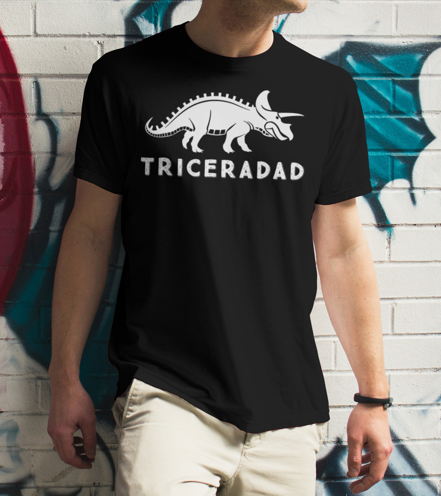 Triceradad Mens Dad Triceratops Funny Dinosaur T-Shirt