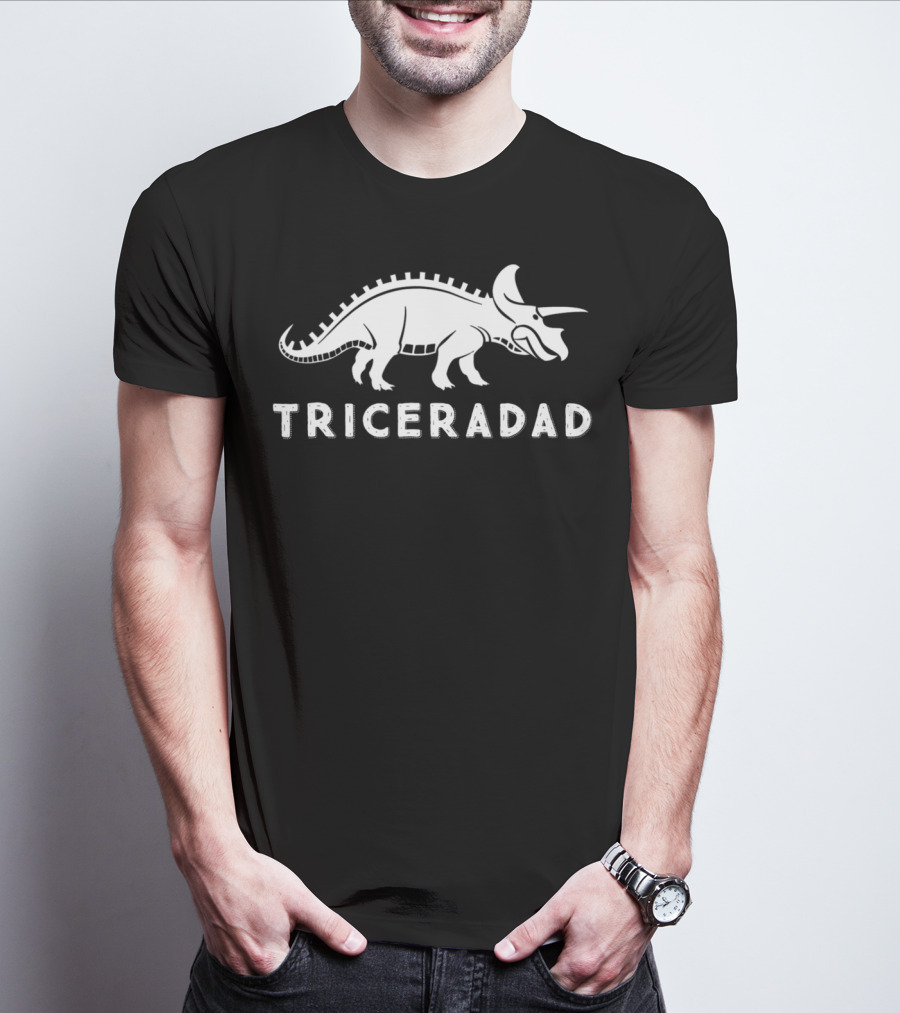 Triceradad Mens Dad Triceratops Funny Dinosaur T-Shirt