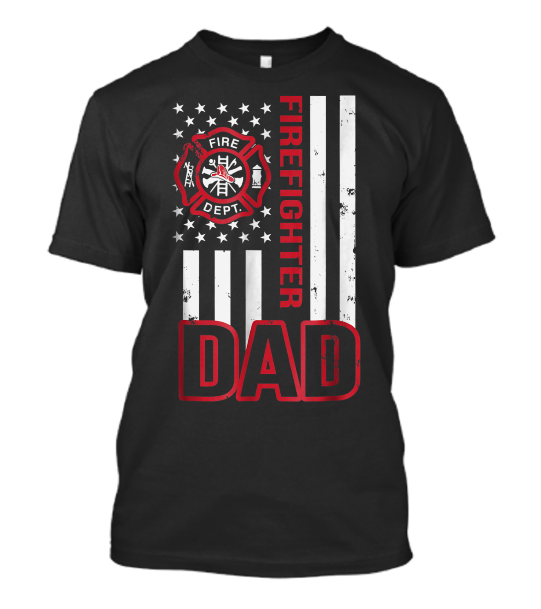 Fire Dept Firefighter Dad American Flag T-Shirt