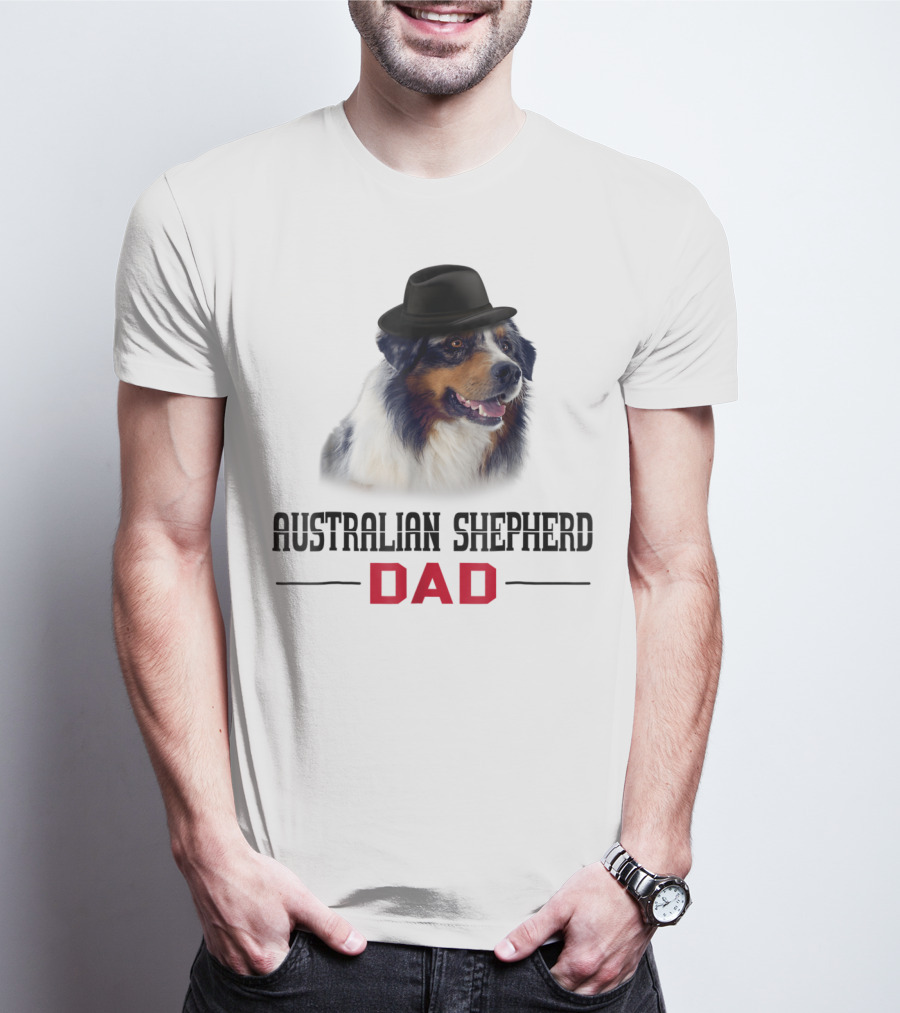 Australian Shepherd Dad Dog Lovers Hat Wearing Shepherd T-Shirt