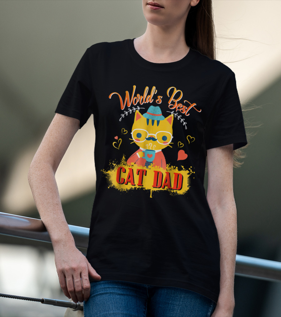 World's Best Cat Dad Cat Lover Funny Best Cat Dad T-Shirt