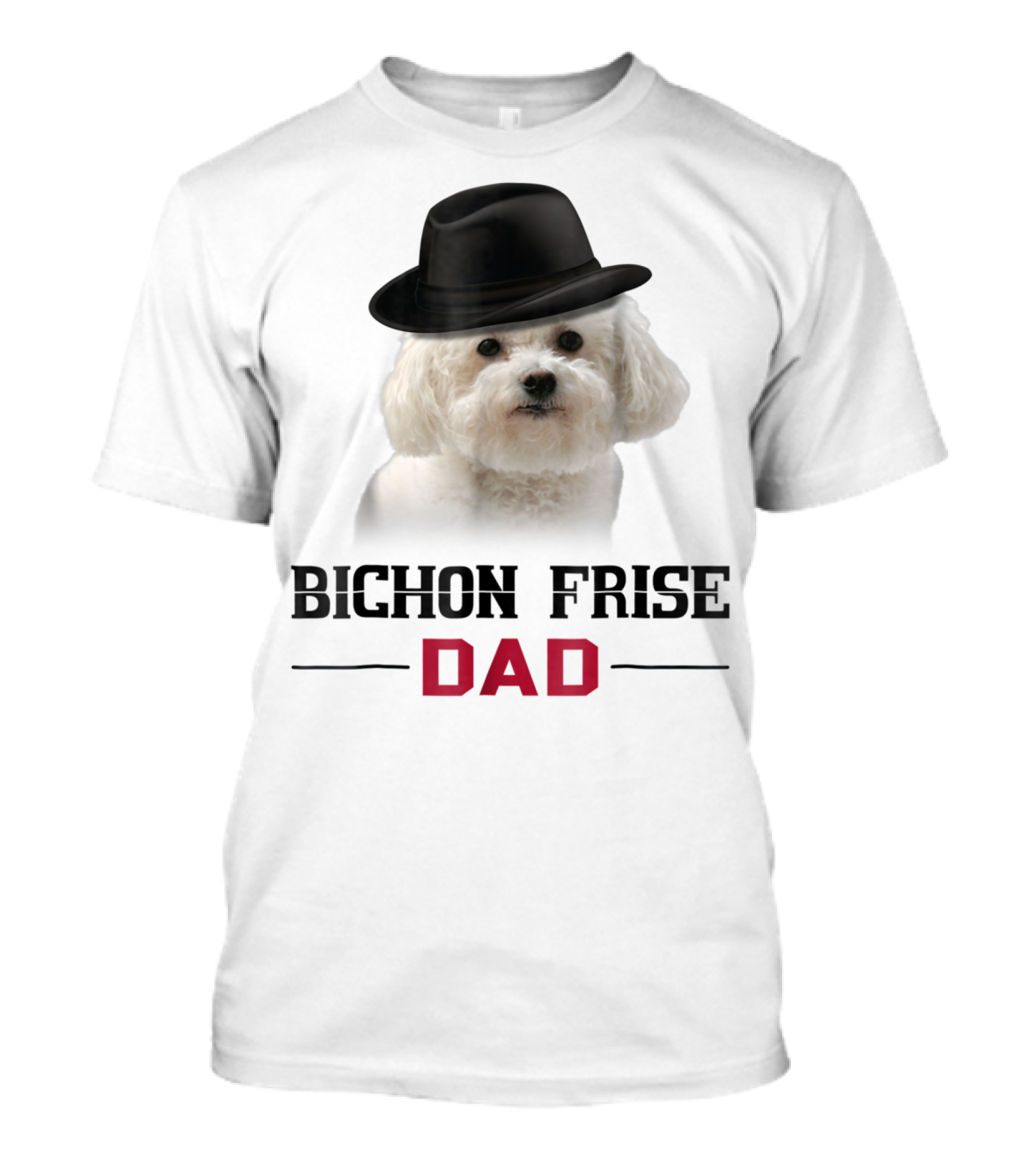Bichon Frise Dad Puppy Wearing Fedora T-Shirt