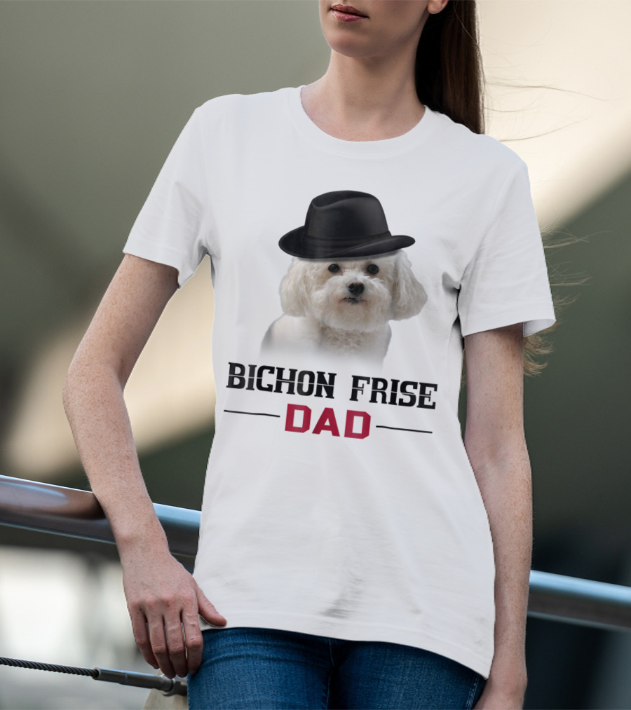 Bichon Frise Dad Puppy Wearing Fedora T-Shirt