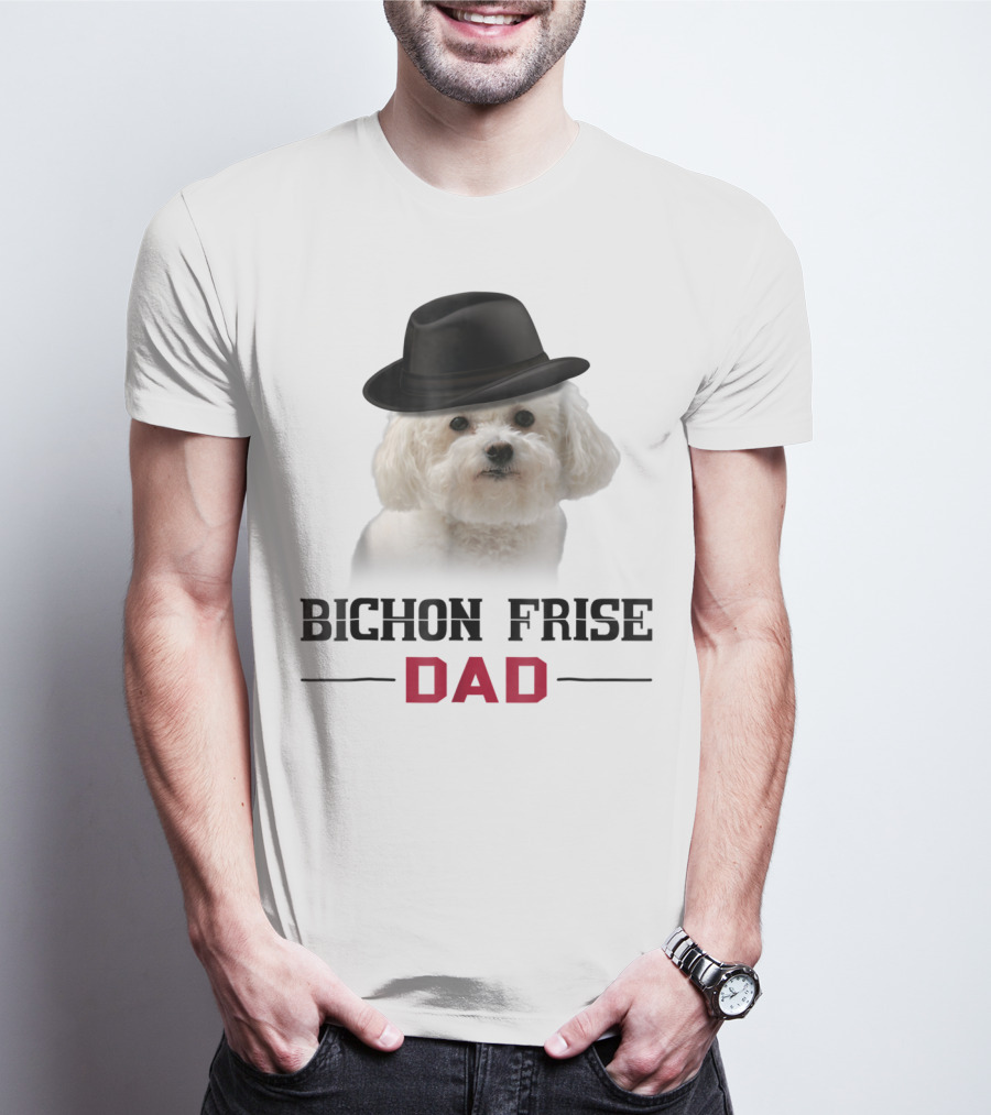Bichon Frise Dad Puppy Wearing Fedora T-Shirt