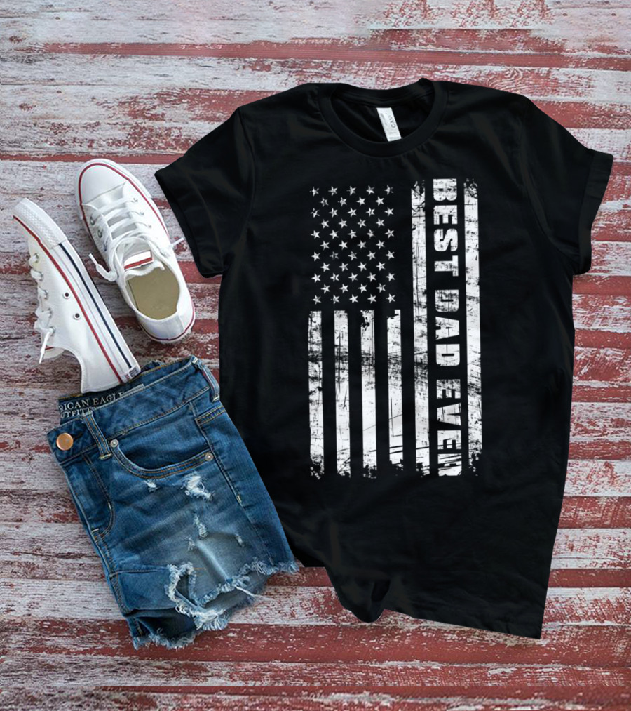 Best Dad Ever American Flag Grunge T-Shirt