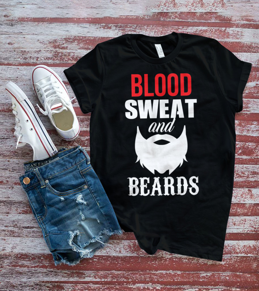 Blood Sweat And Beards For Bearded Dad Men T-Shirt