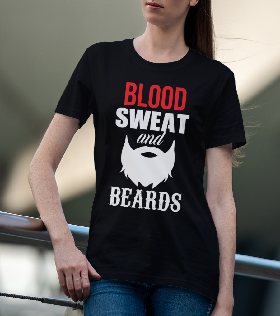Blood Sweat And Beards For Bearded Dad Men T-Shirt