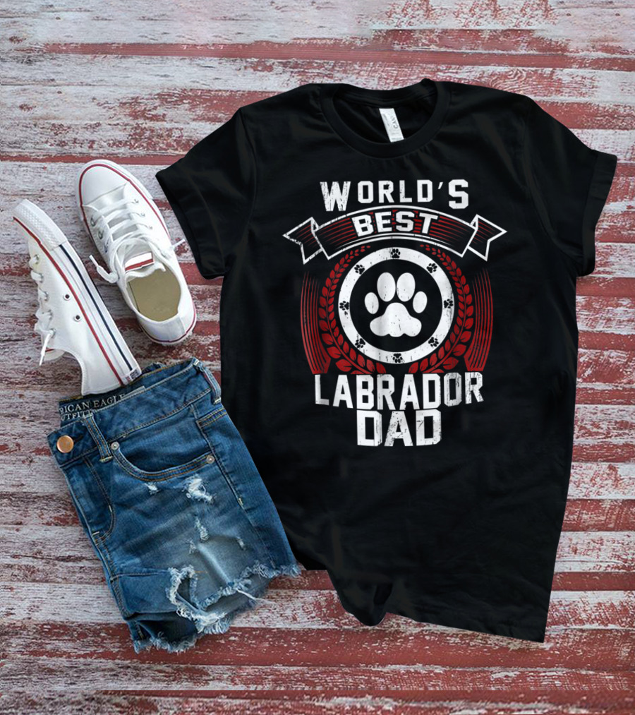 World's Best Labrador Dad Dog Lover Paw Prints T-Shirt