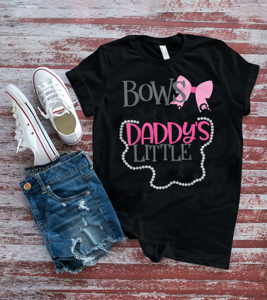 Bows Pearls Daddy's Little Girl With Pink Bow And Pearls T-Shirt