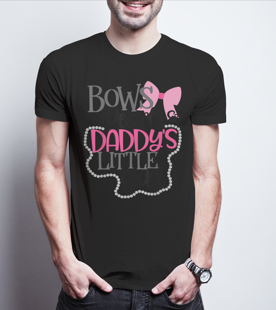 Bows Pearls Daddy's Little Girl With Pink Bow And Pearls T-Shirt