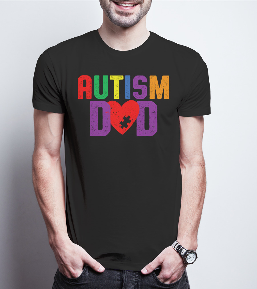 Autism Dad Heart Puzzle Piece Awareness 94 T-Shirt