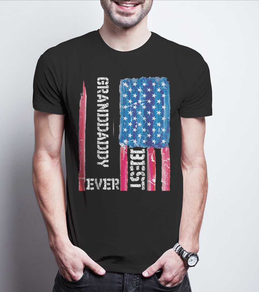 Grandaddy Best Ever Distressed American Flag T-Shirt