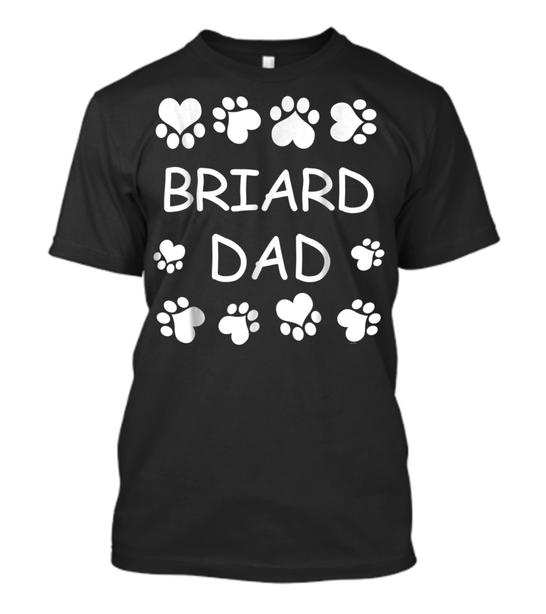 BRIARD DAD Paw Prints Hearts Christmas Birthday T-Shirt