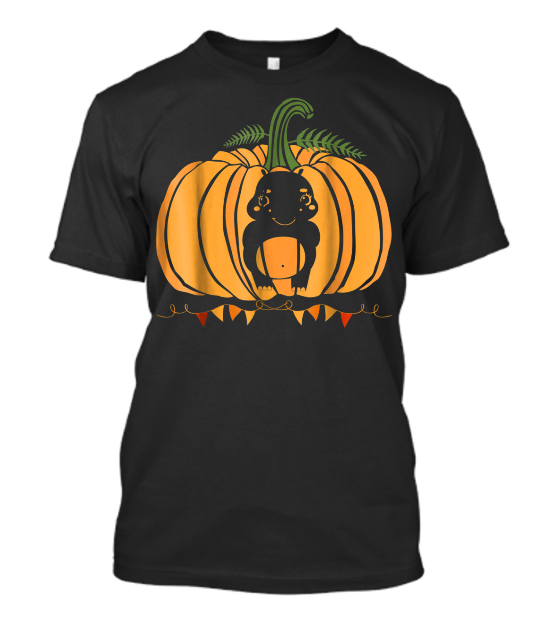 Cute Hippo Halloween Pumpkin Dad Mom81 Festive T-Shirt