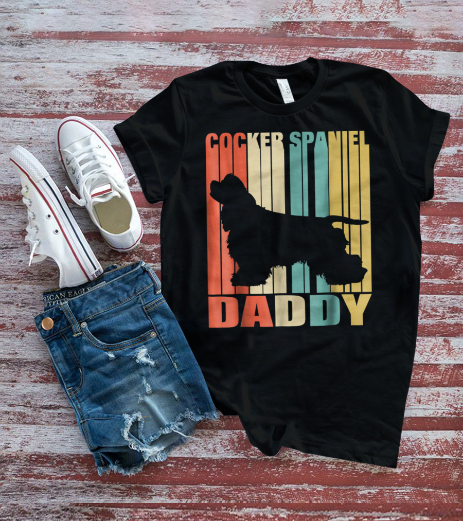 Cocker Spaniel Daddy Vintage Dog42 Love T-Shirt