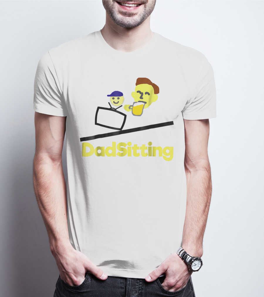 DadSitting Dad Happy Humor With TV And Beer T-Shirt