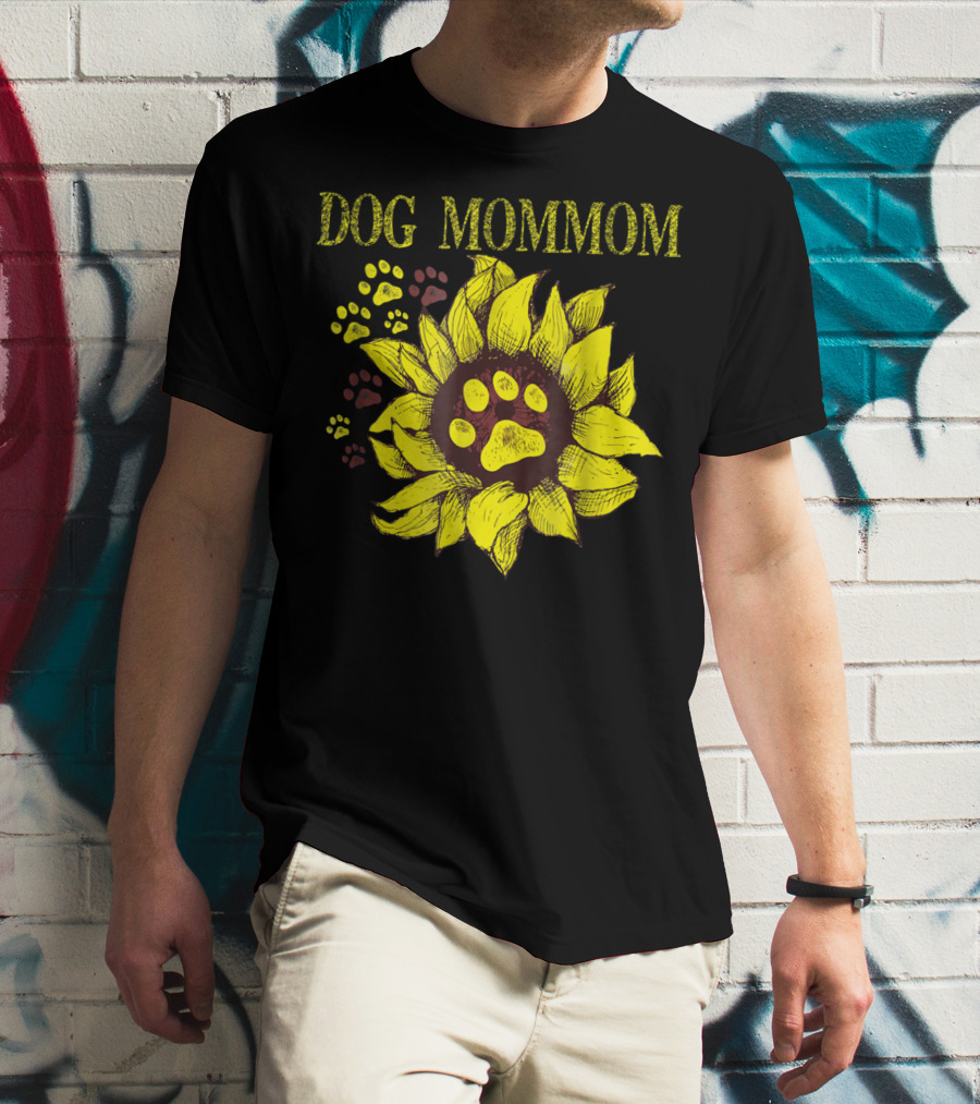 Dog Mommom Sunflower Paw Prints T-Shirt