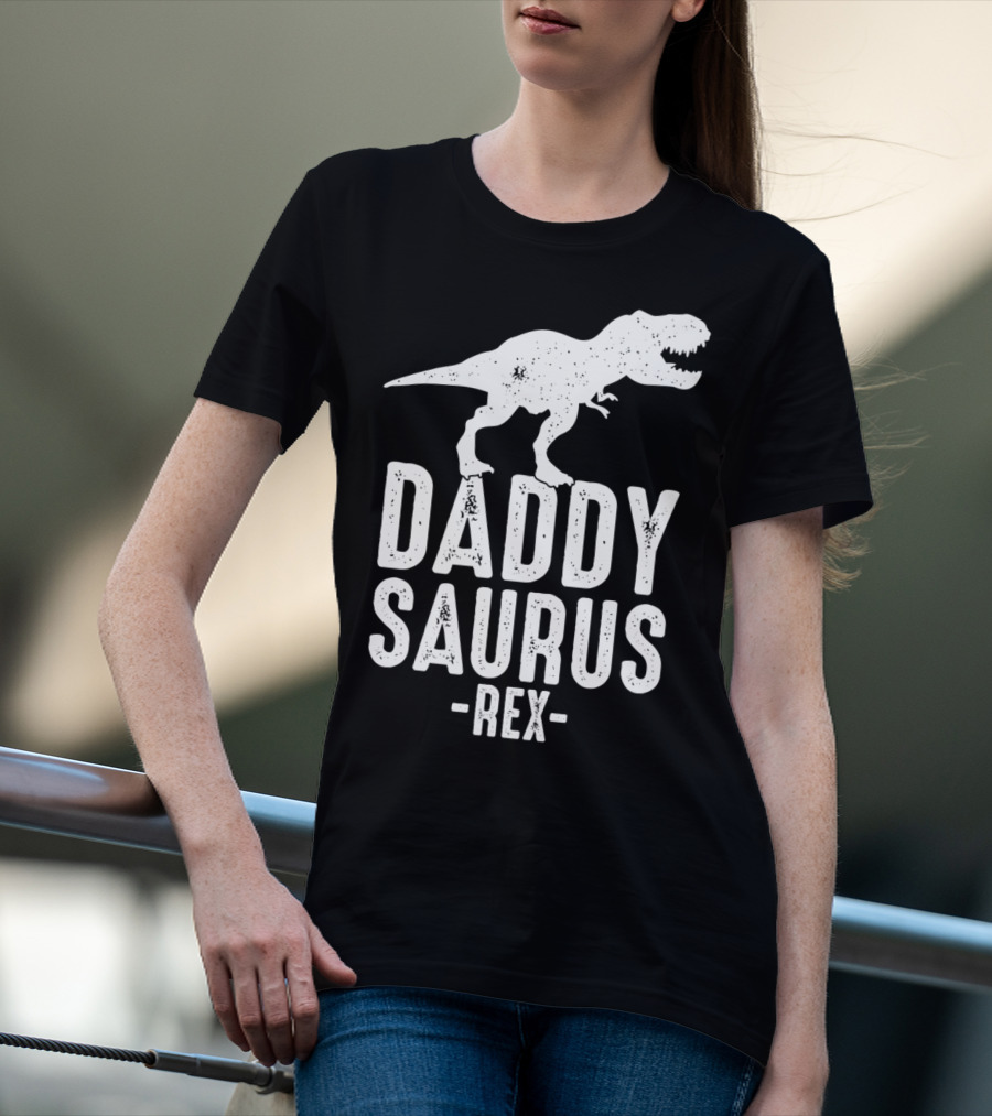 Daddysaurus Rex Daddy Dinosaur Pun T-Shirt