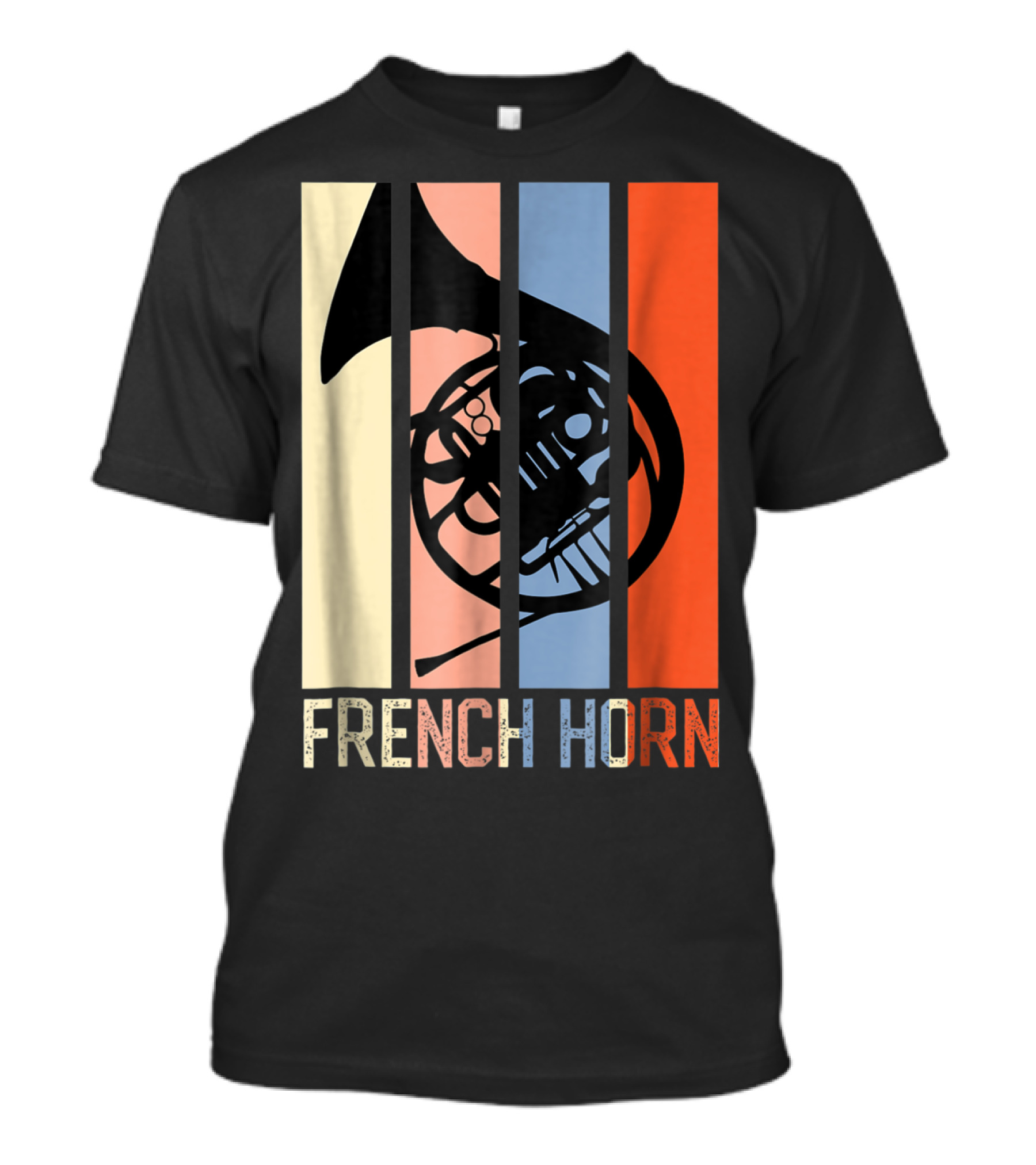 French Horn Dad Marching Band High School Strip Style Retro Music 22 T-Shirt