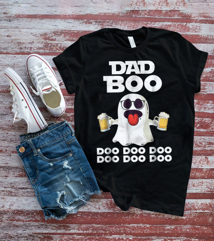 DAD BOO DOO DOO DOO DOO DOO Funny Halloween Ghost With Beer T-Shirt