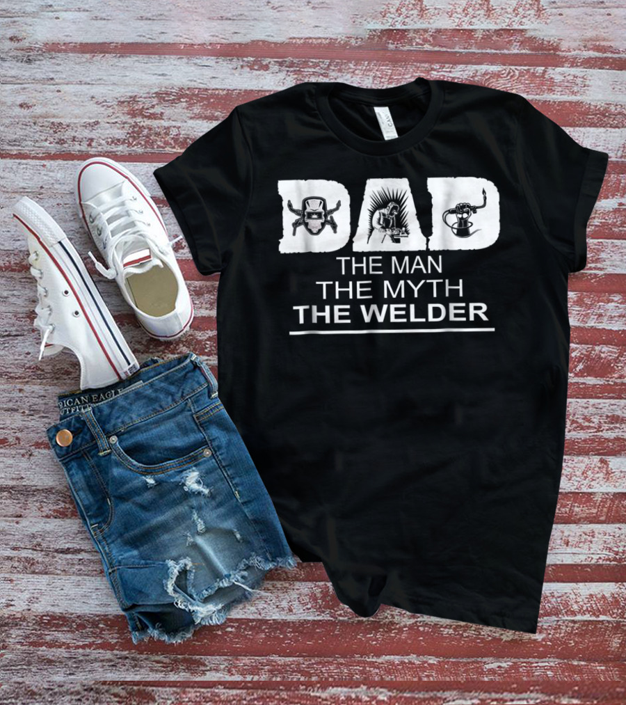 Dad The Man The Myth The Welder Icons T-Shirt