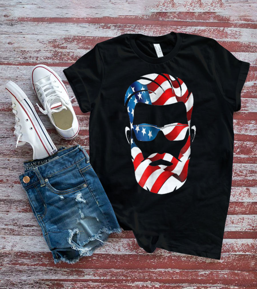 Bearded Dad US Flag Independence Day T-Shirt
