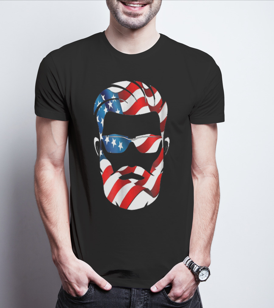 Bearded Dad US Flag Independence Day T-Shirt