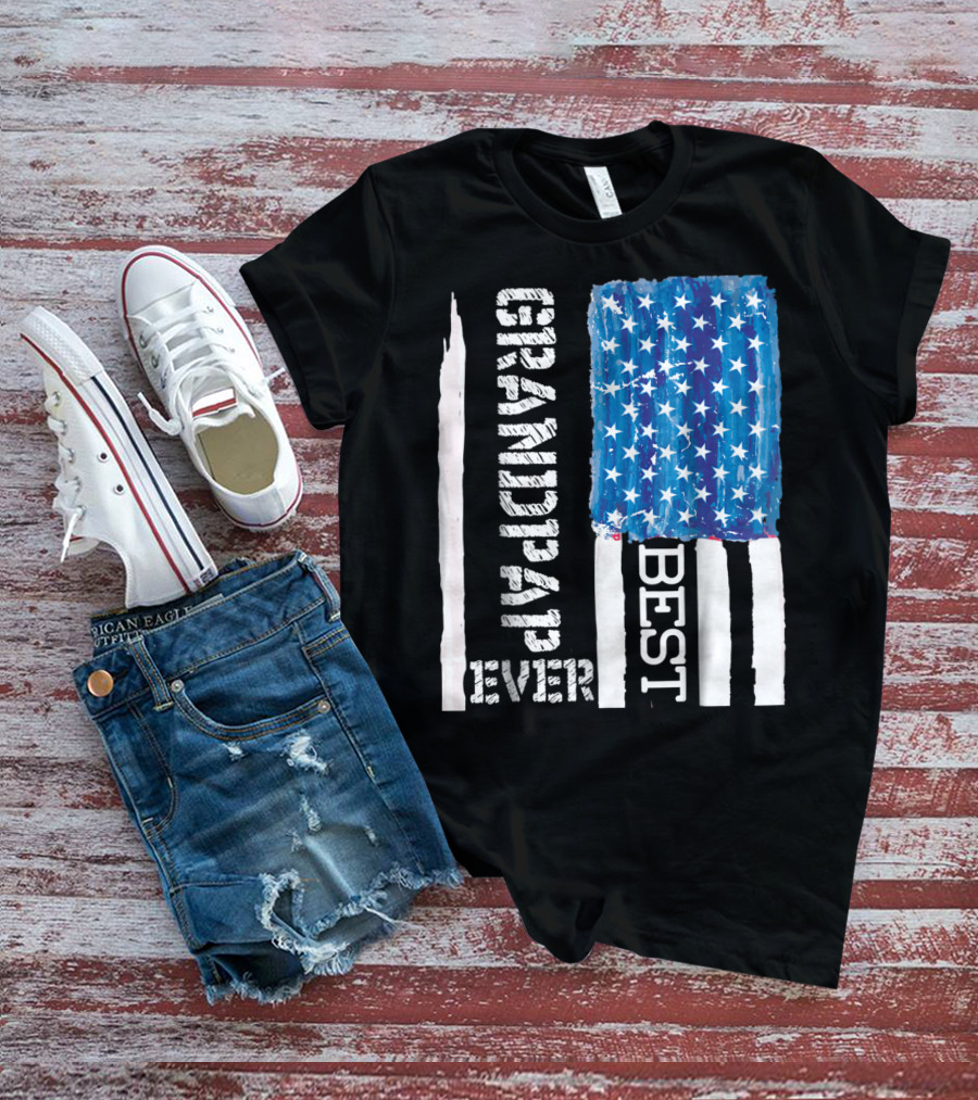 Best Grandpap Ever Distressed American Flag Design 68 T-Shirt
