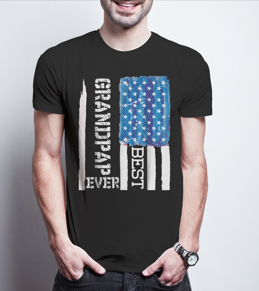 Best Grandpap Ever Distressed American Flag Design 68 T-Shirt