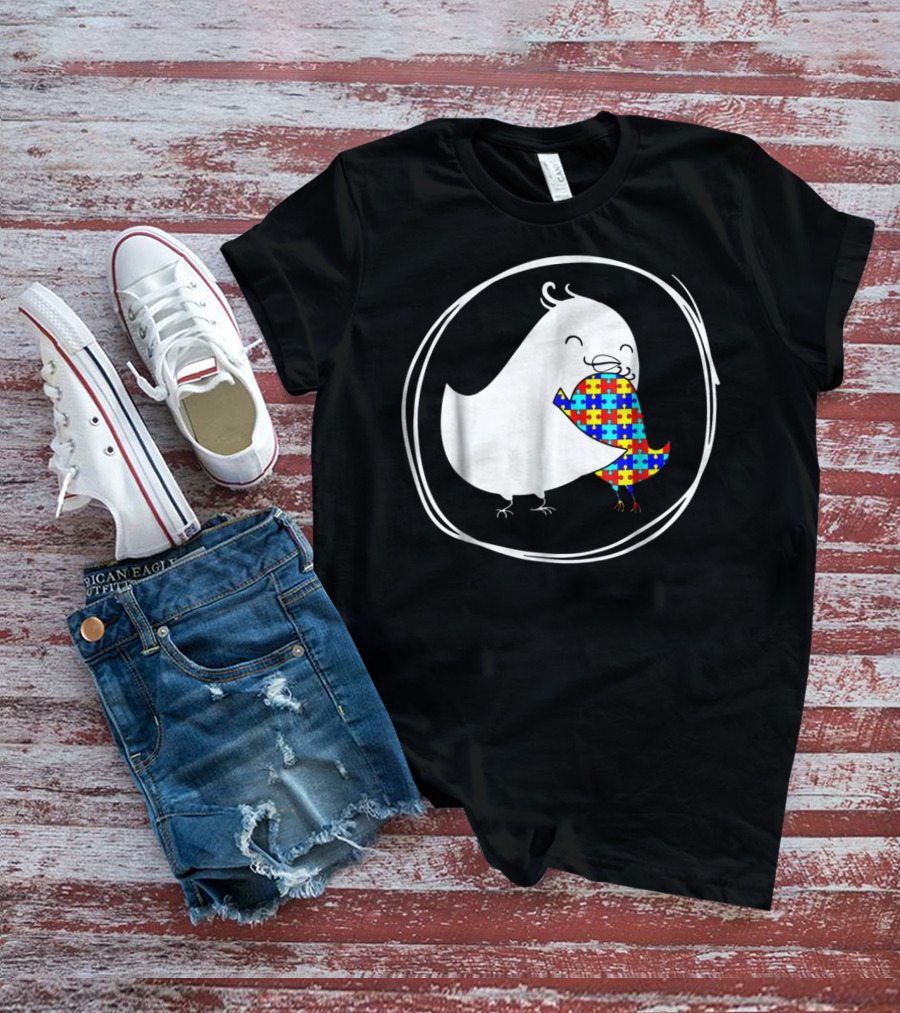Chicken Embrace Autism Puzzle Pattern Awareness T-Shirt