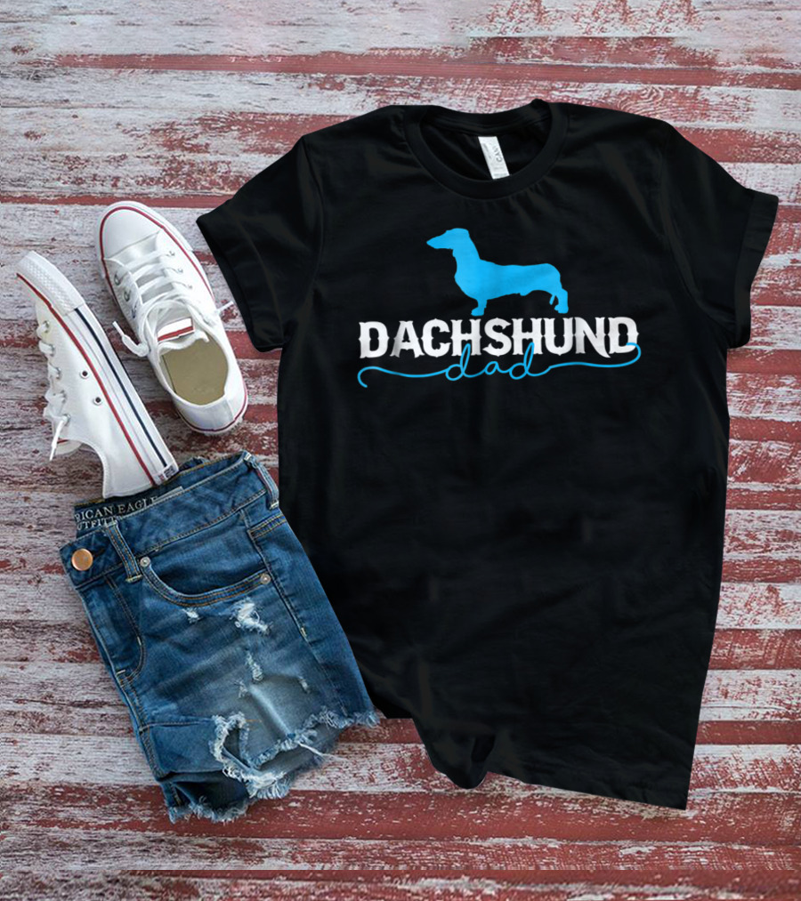 Dachshund Dad With Blue T-Shirt