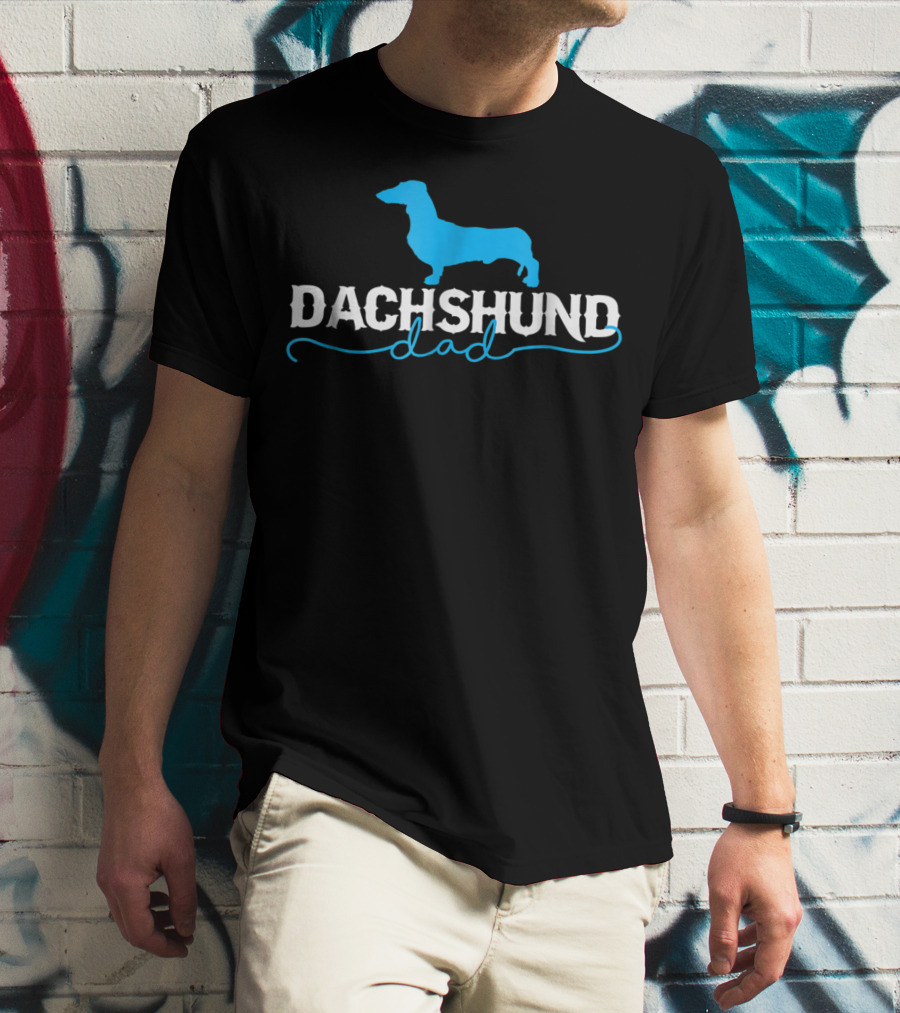 Dachshund Dad With Blue T-Shirt
