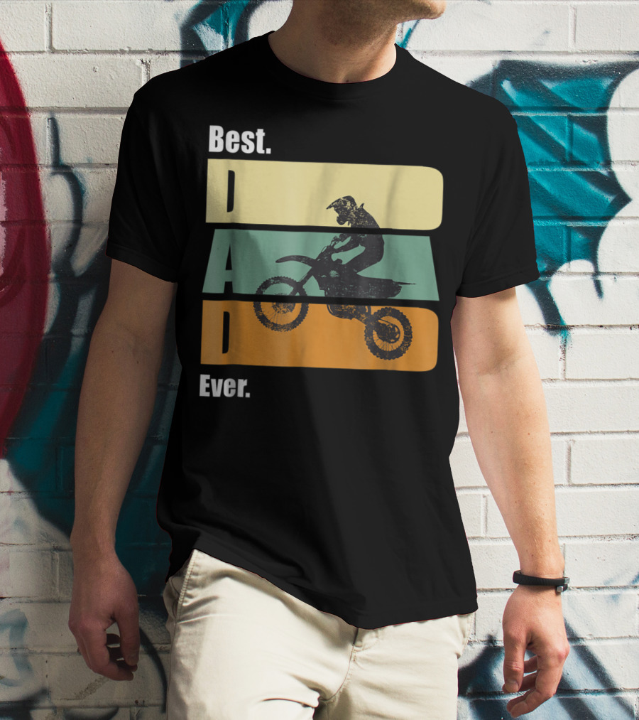 Best Motocross Dad Ever Funny For Fathers Retro Motorcycle Rider T-Shirt