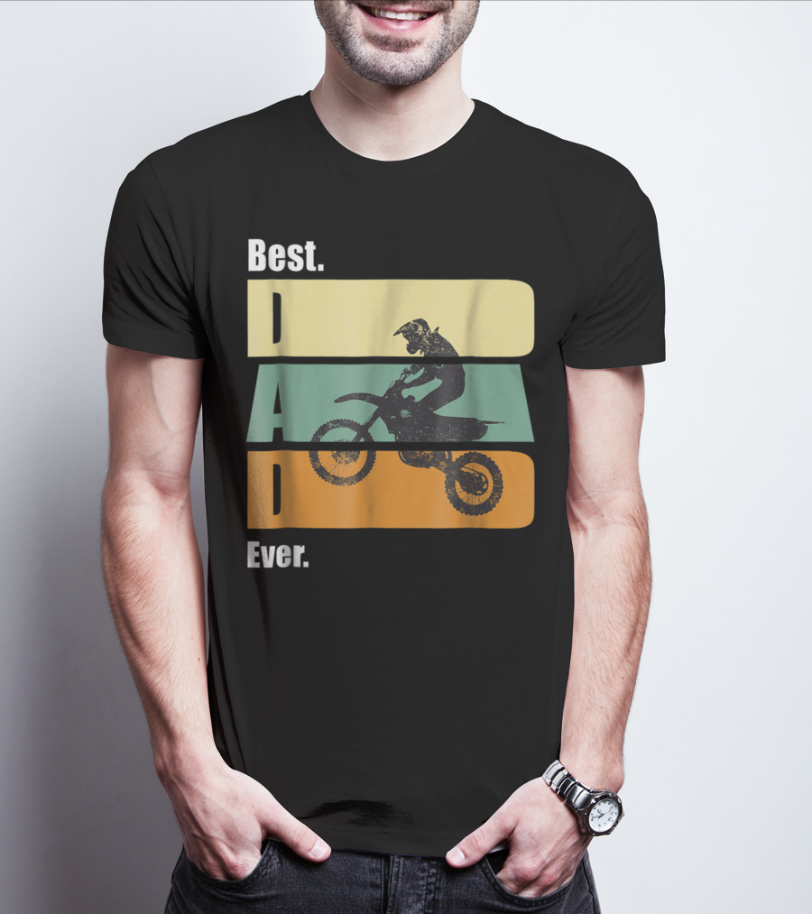 Best Motocross Dad Ever Funny For Fathers Retro Motorcycle Rider T-Shirt
