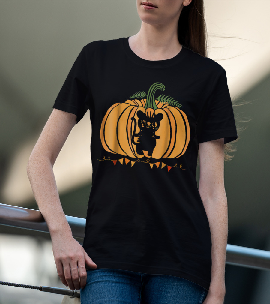 Cool Cat Halloween Pumpkin Dad Mom With Cute Cat Inside Pumpkin T-Shirt