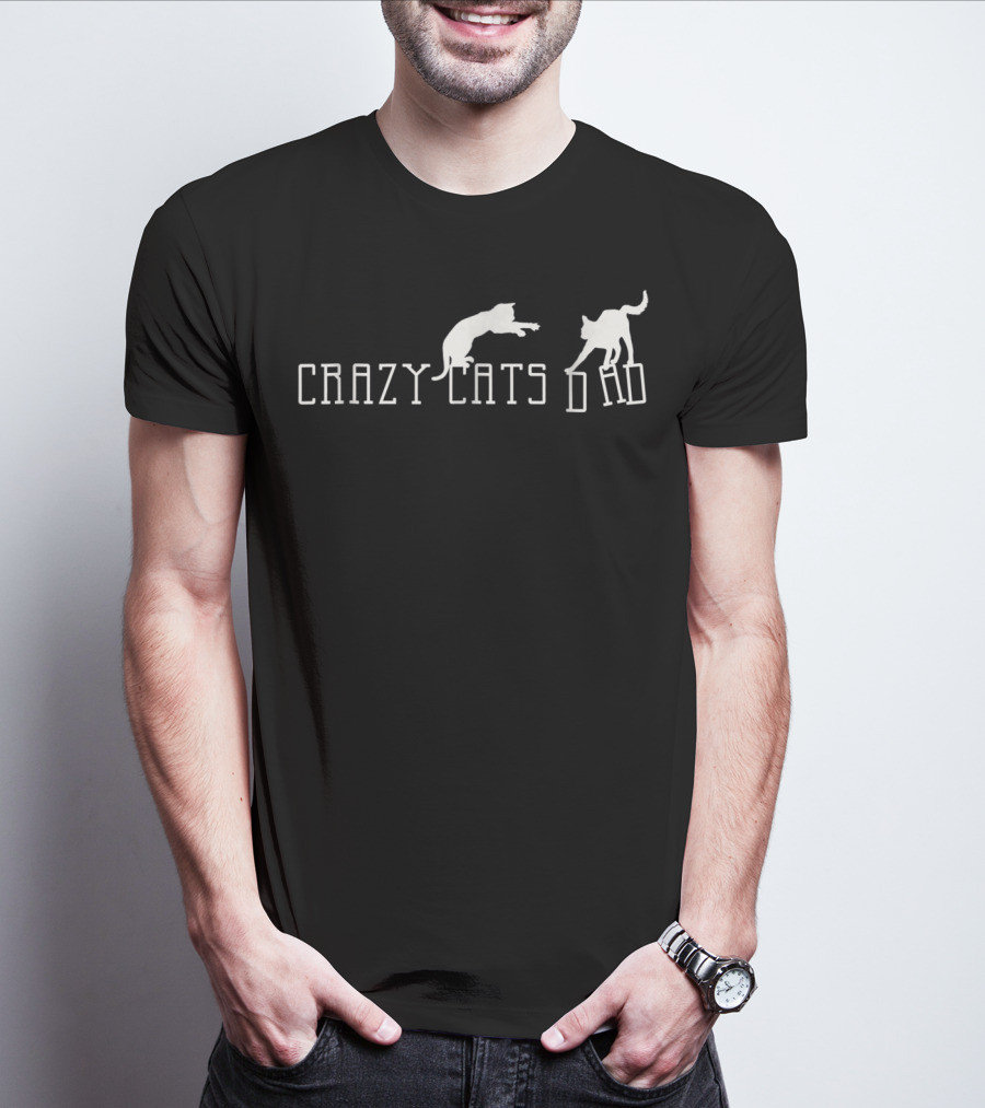 Crazy Cats Dad Fantasy Silhouette Animal Fun T-Shirt