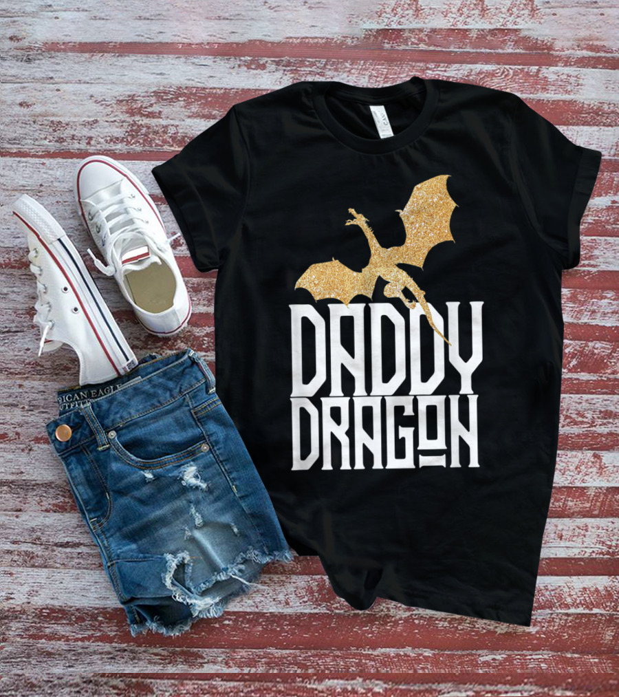 Daddy Dragon Gold Matching Family Tribe Dad Father Dragon T-Shirt