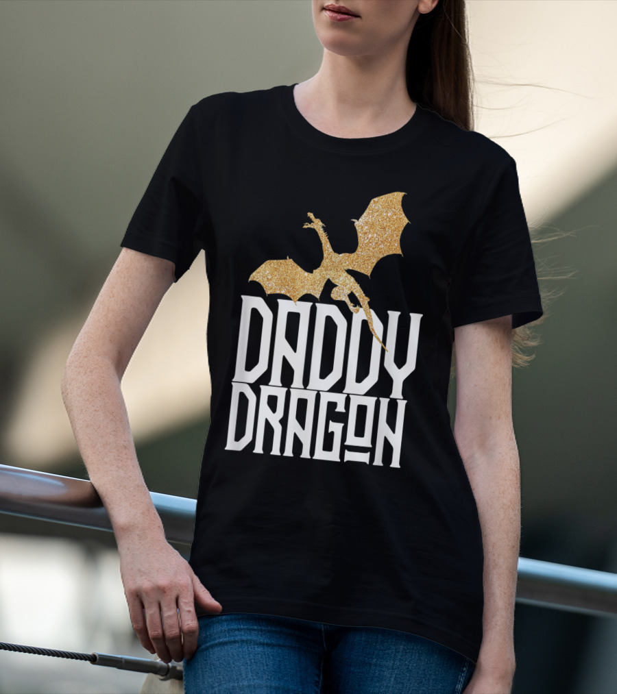 Daddy Dragon Gold Matching Family Tribe Dad Father Dragon T-Shirt
