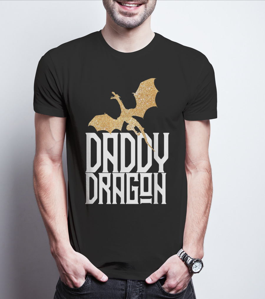 Daddy Dragon Gold Matching Family Tribe Dad Father Dragon T-Shirt