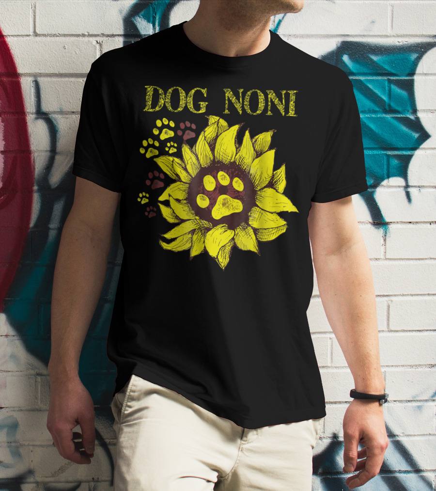 Dog Noni Sunflower Paw Prints T-Shirt