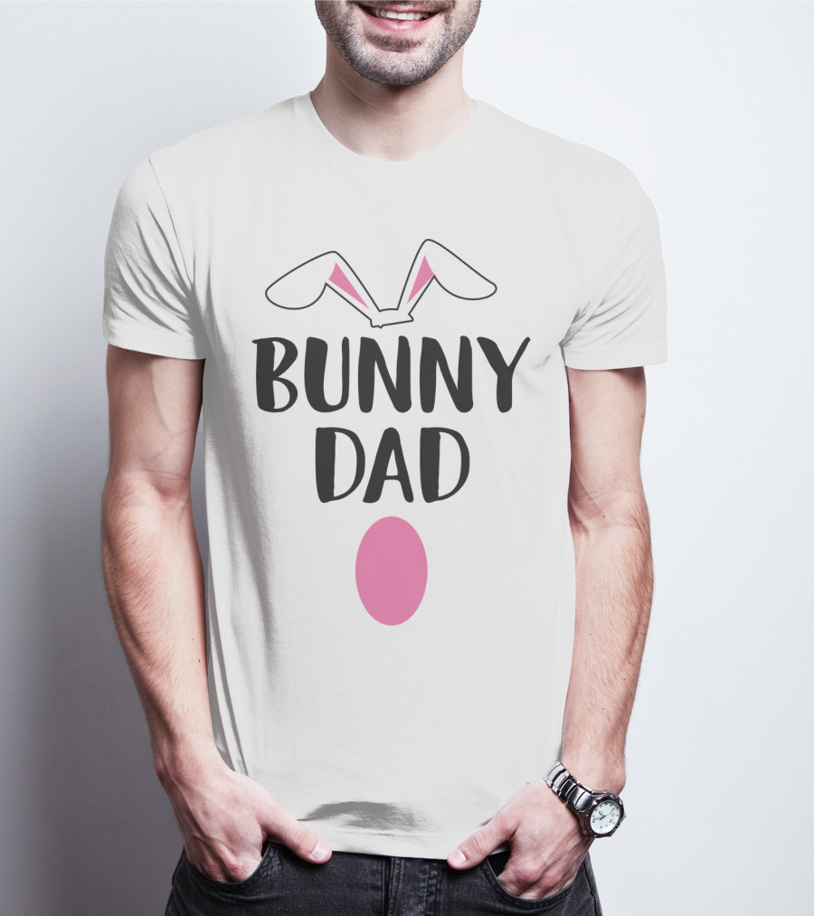Bunny Dad Easter Bunny Ears Pink Egg T-Shirt