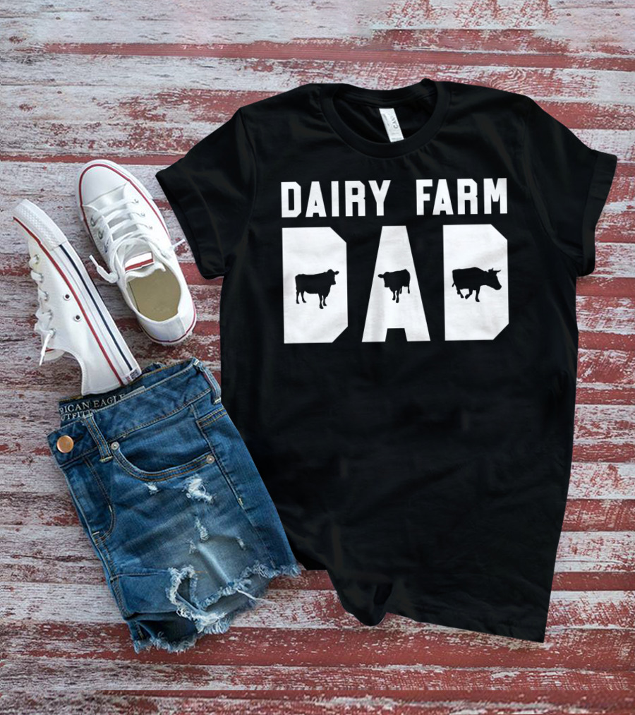 Dairy Farm Dad Funny Mens Cow Black12 T-Shirt