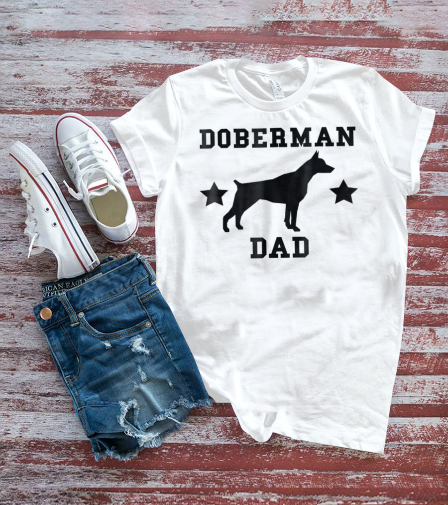 DOBERMAN DAD Dog Silhouette With Stars T-Shirt