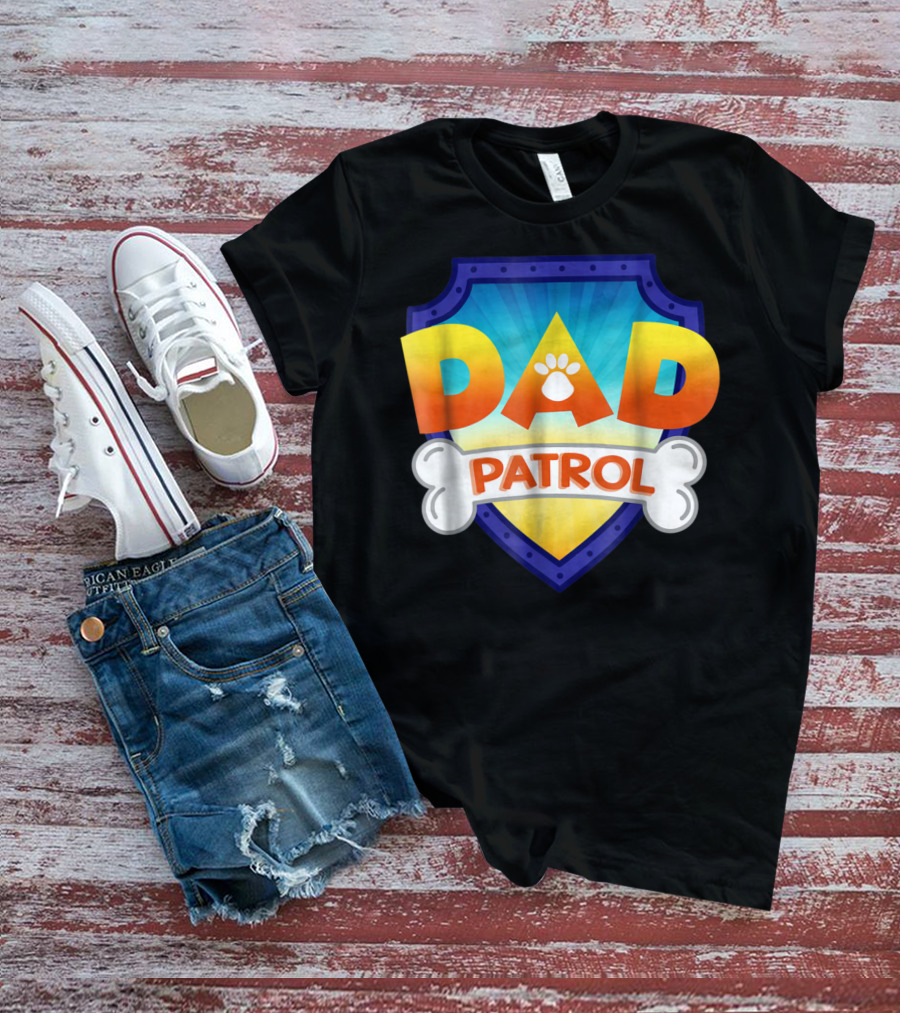 Paw Print Dad Patrol Shield Emblem T-Shirt
