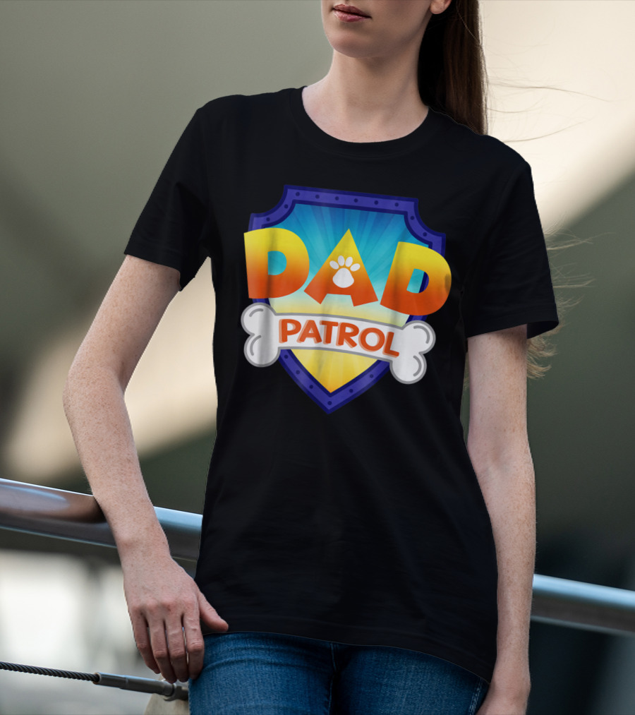 Paw Print Dad Patrol Shield Emblem T-Shirt
