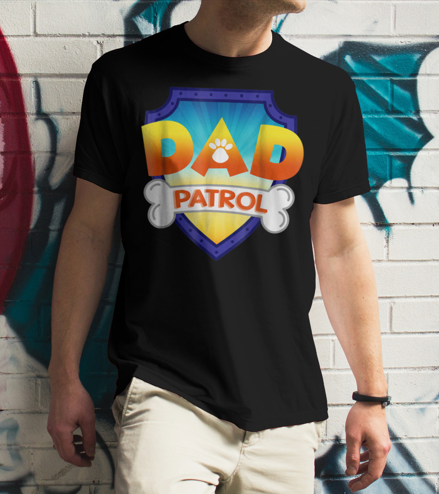 Paw Print Dad Patrol Shield Emblem T-Shirt