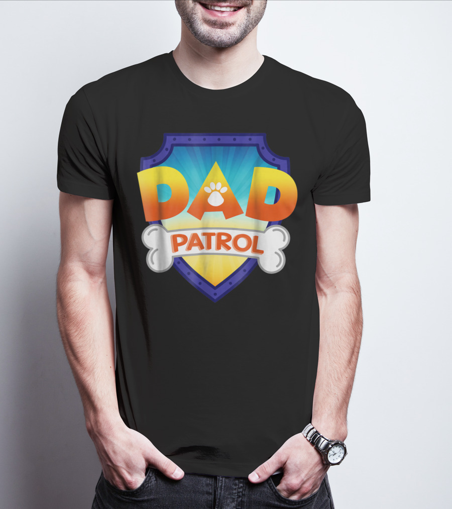 Paw Print Dad Patrol Shield Emblem T-Shirt