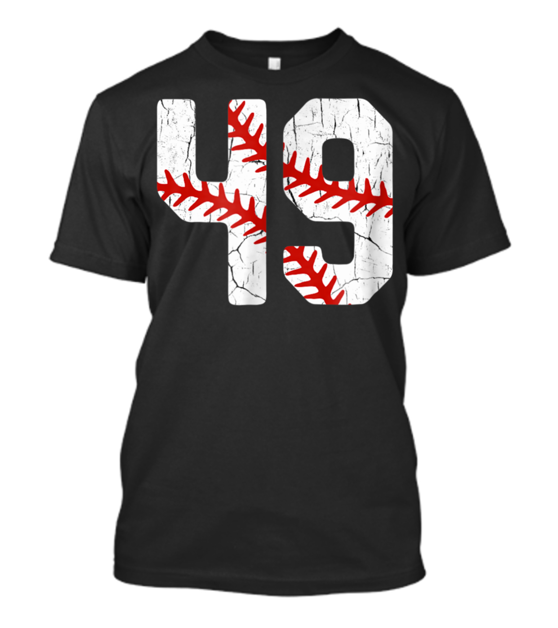 Baseball Player Jersey Number 49 Red Stitching T-Shirt