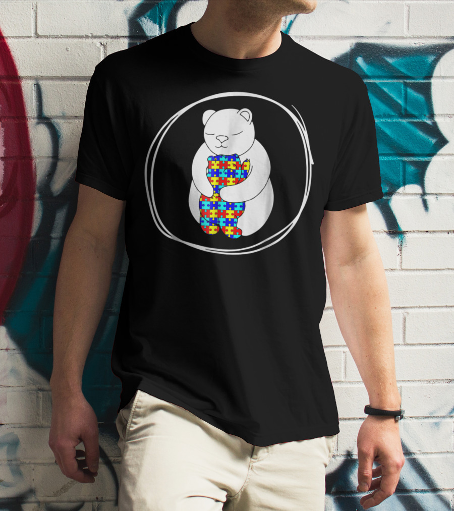 Bear Holding Puzzle Piece Bear Autism Awareness T-Shirt